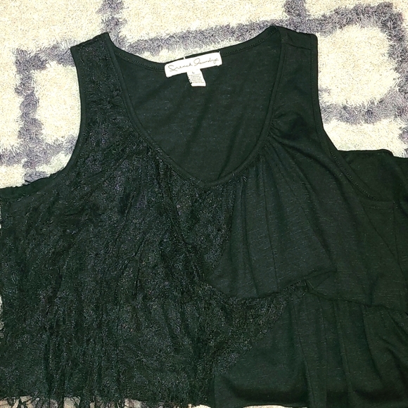 Black Ruffled Top - Picture 3 of 4